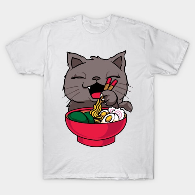 Cute & Funny Anime Kitty Ramen Kawaii Cat T-Shirt by theperfectpresents